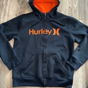 Hurley Black Hoodie with Orange Logo- size M